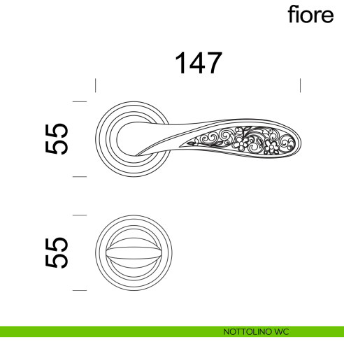 Maniglia per porta Fiore dnd Handles nottolino wc