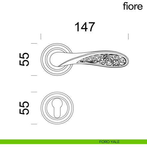 Maniglia per porta Fiore dnd Handles foro yale