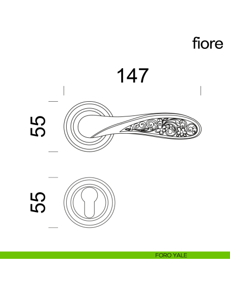 Maniglia per porta Fiore dnd Handles foro yale