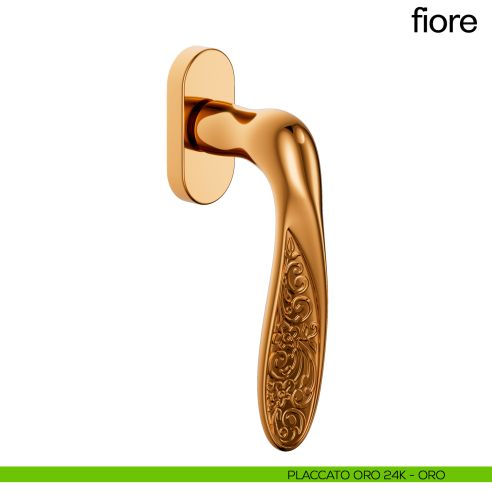 Maniglia per finestra martellina DK Fiore dnd Handles placcato oro 24k