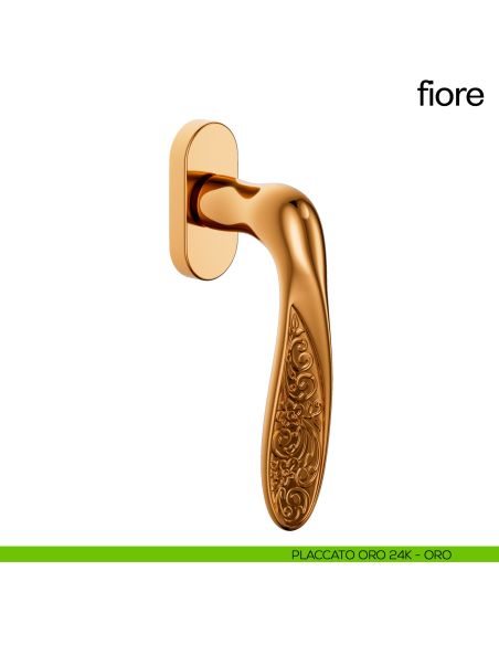 Maniglia per finestra martellina DK Fiore dnd Handles placcato oro 24k