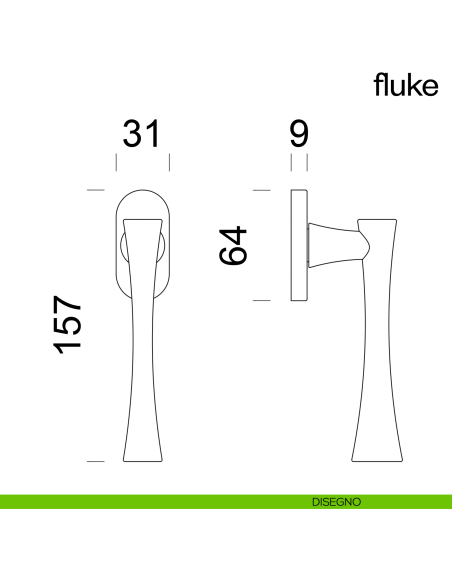Maniglia per finestra martellina DK Fluke dnd disegno