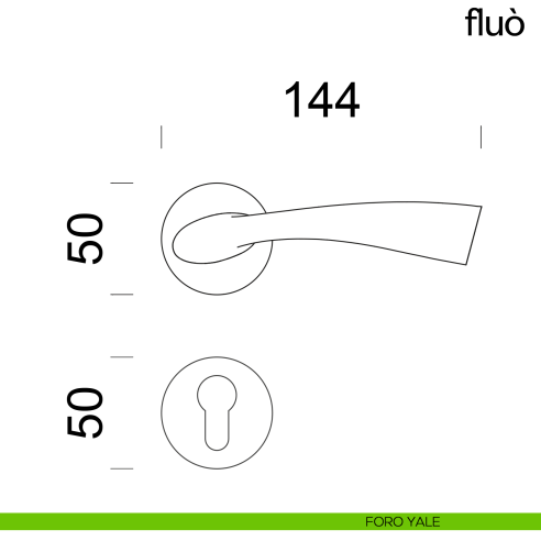 Maniglia per porta Fluò dnd Handles foro yale