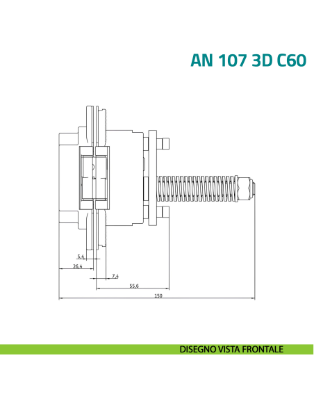 Cerniera a scomparsa con sistema di chiusura automatica per porta Anselmi AN 107 3D C60 - disegno vista frontale
