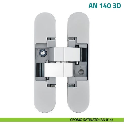 Cerniera a scomparsa regolabile per porta Anselmi AN 140 3D - cromo satinato