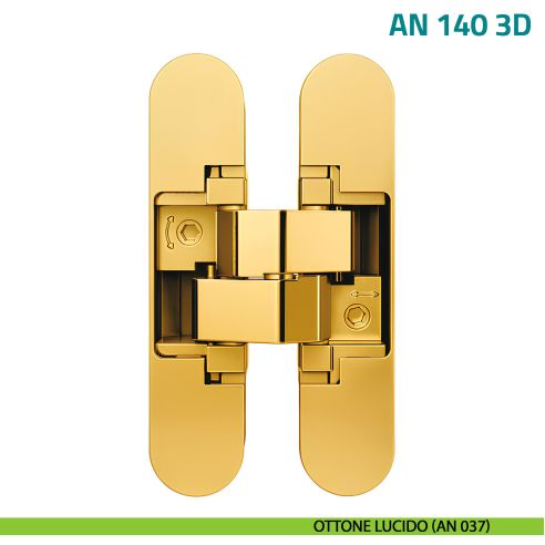 Cerniera a scomparsa regolabile per porta Anselmi AN 140 3D - ottone lucido
