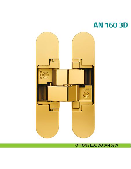 Cerniera a scomparsa regolabile per porta Anselmi AN 160 3D - ottone lucido