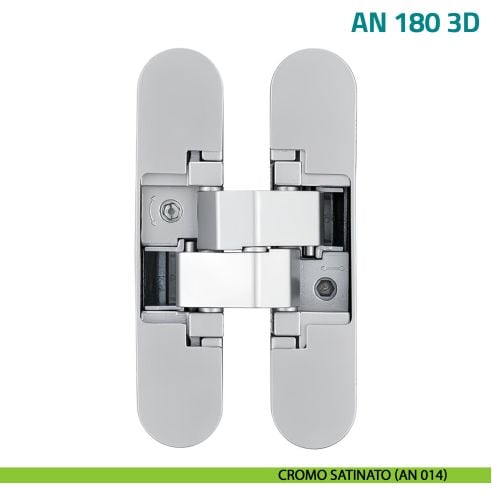 Cerniera a scomparsa regolabile per porta Anselmi AN 180 3D - cromo satinato