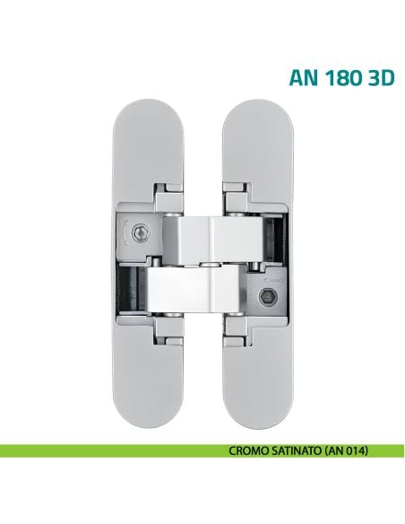 Cerniera a scomparsa regolabile per porta Anselmi AN 180 3D - cromo satinato