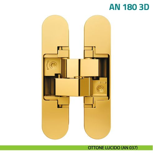 Cerniera a scomparsa regolabile per porta Anselmi AN 180 3D - ottone lucido