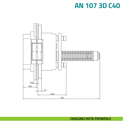Cerniera autochiudente a scomparsa per porta Anselmi AN 107 3D C40 - disegno vista frontale