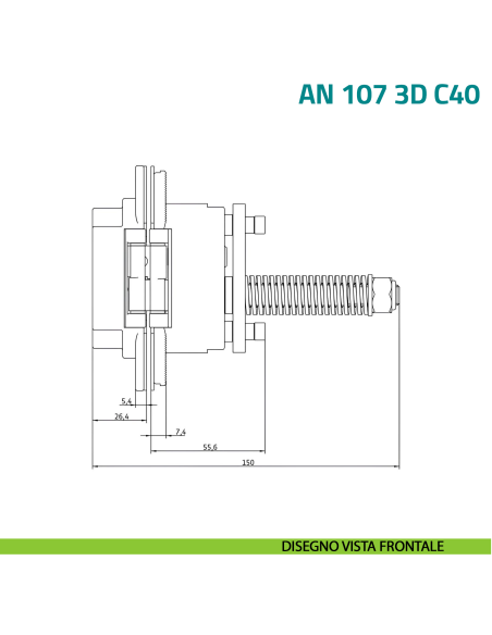 Cerniera autochiudente a scomparsa per porta Anselmi AN 107 3D C40 - disegno vista frontale