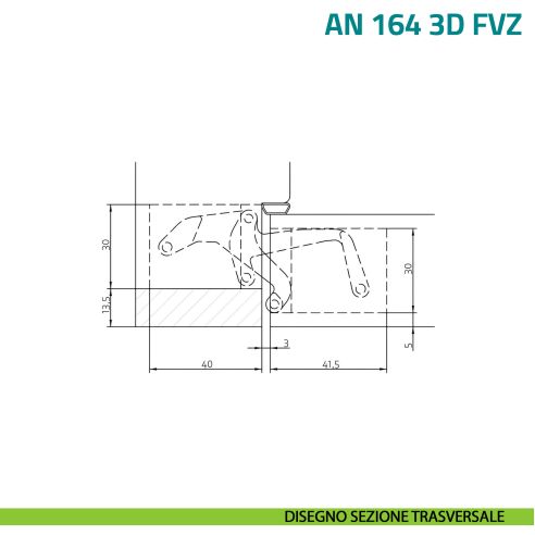 Cerniera a scomparsa per porta spessore 40 mm e rivestimento telaio fino a 14 mm Anselmi AN 164 3D FVZ 14/40