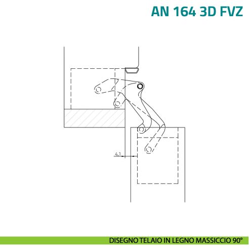 Cerniera a scomparsa per porta spessore 40 mm e rivestimento telaio fino a 14 mm Anselmi AN 164 3D FVZ 14/40