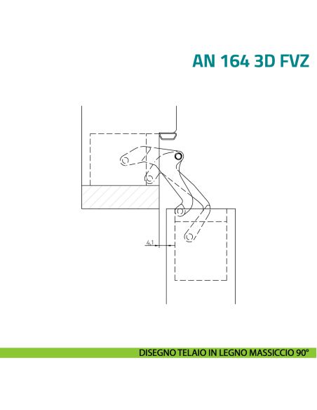 Cerniera a scomparsa per porta spessore 40 mm e rivestimento telaio fino a 14 mm Anselmi AN 164 3D FVZ 14/40