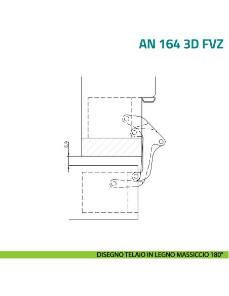 Cerniera a scomparsa per porta spessore 40 mm e rivestimento telaio fino a 14 mm Anselmi AN 164 3D FVZ 14/40