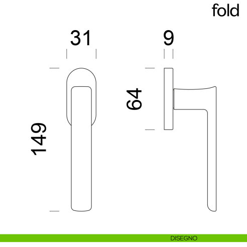 Maniglia per finestra martellina DK Fold dnd disegno