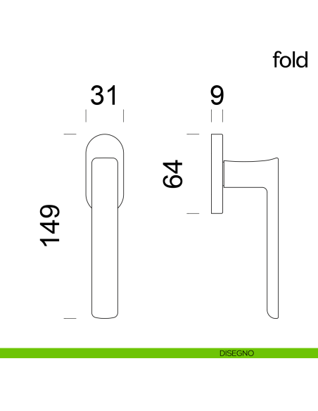 Maniglia per finestra martellina DK Fold dnd disegno