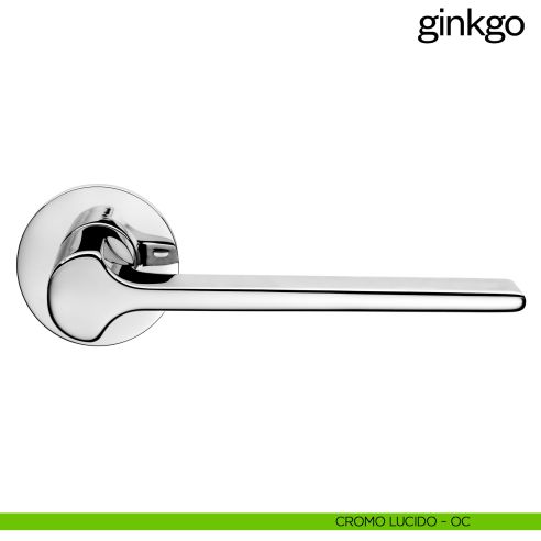 Maniglia per porta Ginkgo dnd Handles con rosetta fine cromo lucido