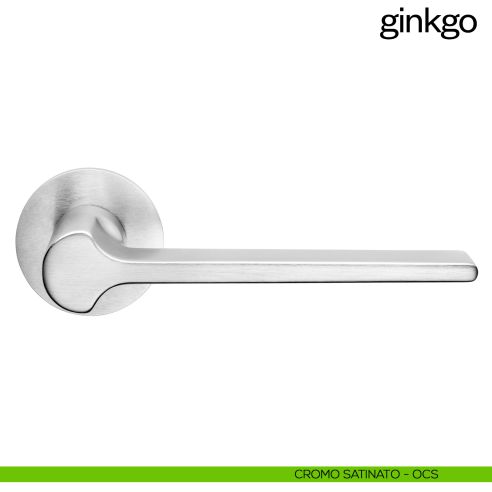 Maniglia per porta Ginkgo dnd Handles con rosetta fine cromo satinato