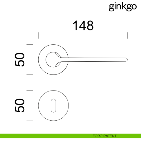 Maniglia per porta Ginkgo dnd Handles con rosetta fine foro patent