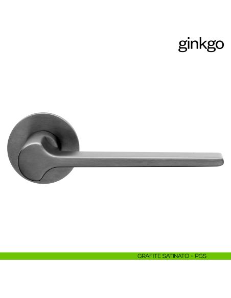 Maniglia per porta Ginkgo dnd Handles con rosetta fine grafite satinato