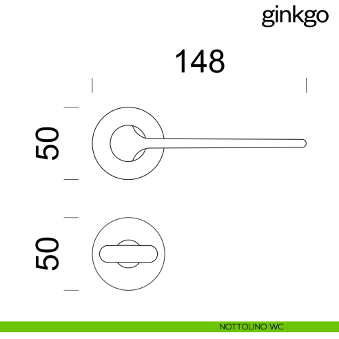 Maniglia per porta Ginkgo dnd Handles con rosetta fine nottolino wc