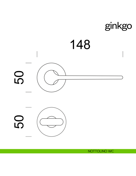 Maniglia per porta Ginkgo dnd Handles con rosetta fine nottolino wc