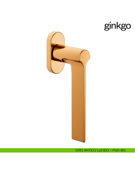 Maniglia per finestra martellina DK Ginkgo PVD oro antico lucido