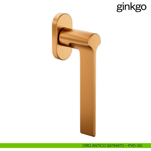 Maniglia per finestra martellina DK Ginkgo PVD oro antico satinato