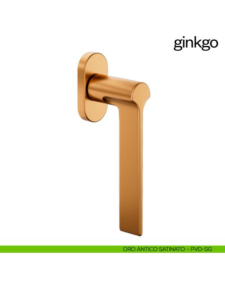 Maniglia per finestra martellina DK Ginkgo PVD oro antico satinato