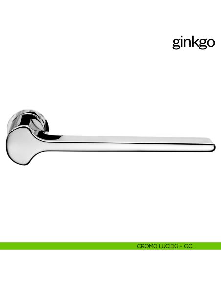 Maniglia per porta Ginkgo dnd handles con rosetta minimale Unico cromo lucido