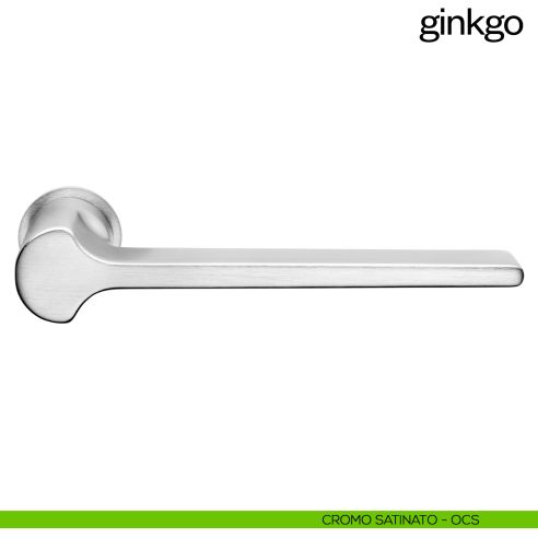 Maniglia per porta Ginkgo dnd handles con rosetta minimale Unico cromo satinato
