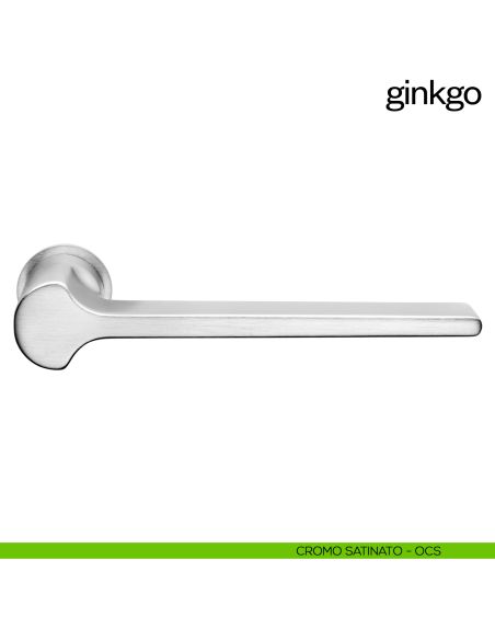 Maniglia per porta Ginkgo dnd handles con rosetta minimale Unico cromo satinato