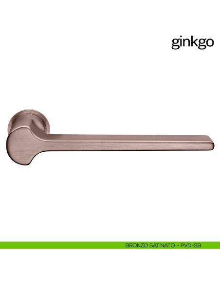 Maniglia per porta Ginkgo dnd handles con rosetta minimale Unico bronzo satinato