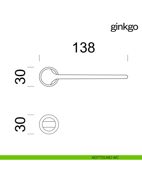 Maniglia per porta Ginkgo dnd handles con rosetta minimale Unico nottolino wc