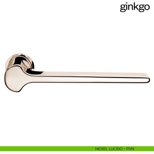 Maniglia per porta Ginkgo dnd handles con rosetta minimale Unico nickel lucido