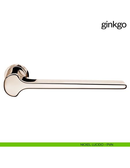 Maniglia per porta Ginkgo dnd handles con rosetta minimale Unico nickel lucido