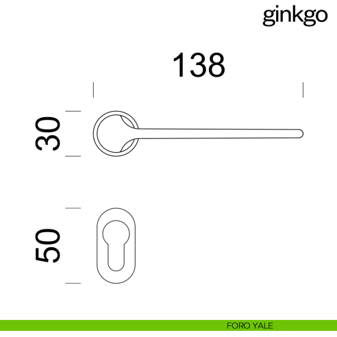 Maniglia per porta Ginkgo dnd handles con rosetta minimale Unico foro yale