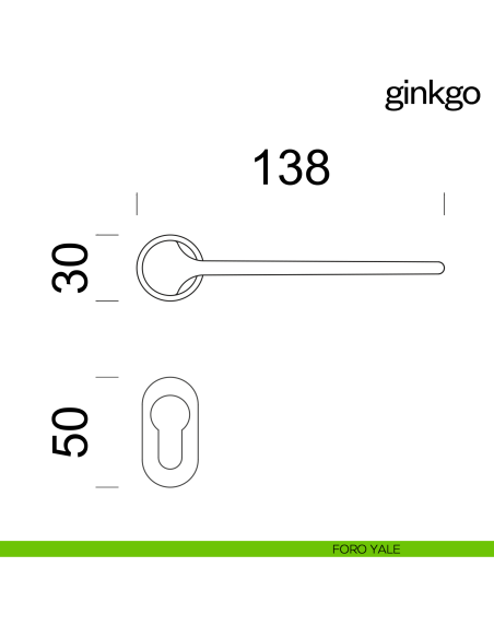 Maniglia per porta Ginkgo dnd handles con rosetta minimale Unico foro yale