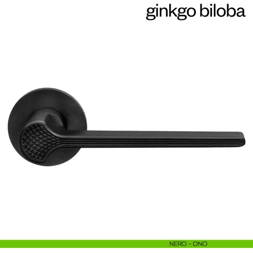 Maniglia per porta Ginkgo Biloba dnd Handles con rosetta fine nero