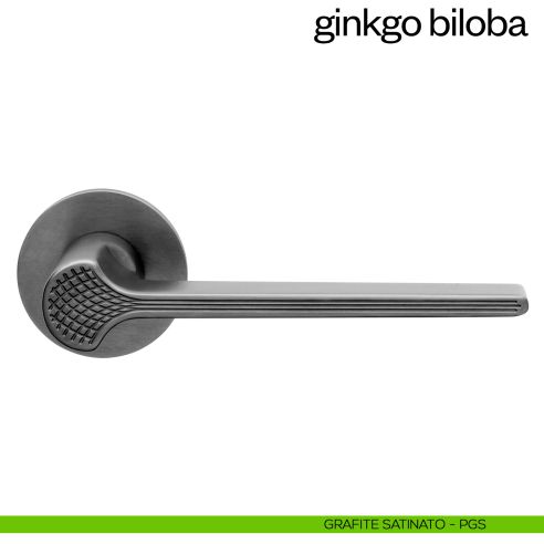 Maniglia per porta Ginkgo Biloba dnd handles con rosetta fine PVD grafite satinato