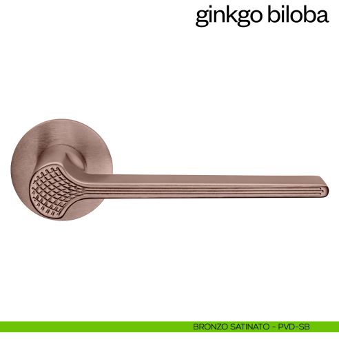 Maniglia per porta Ginkgo Biloba dnd Handles con rosetta fine bronzo satinato