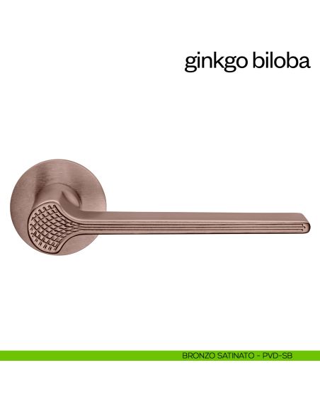 Maniglia per porta Ginkgo Biloba dnd Handles con rosetta fine bronzo satinato