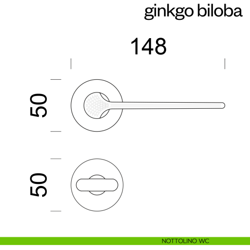 Maniglia per porta Ginkgo Biloba dnd Handles con rosetta fine nottolino wc