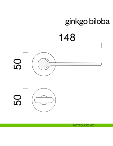 Maniglia per porta Ginkgo Biloba dnd Handles con rosetta fine nottolino wc