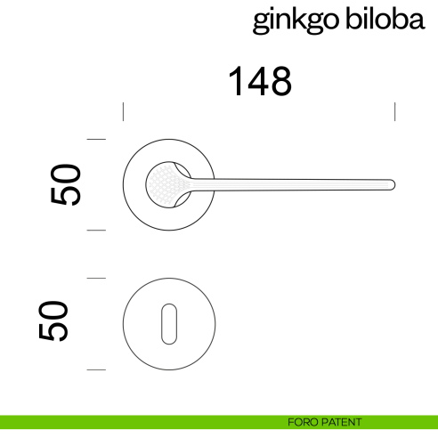 Maniglia per porta Ginkgo Biloba dnd Handles con rosetta fine foro patent