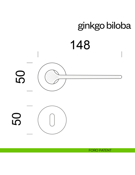 Maniglia per porta Ginkgo Biloba dnd Handles con rosetta fine foro patent