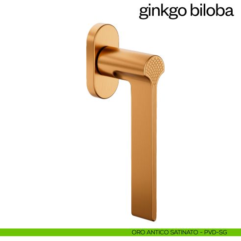 Maniglia per finestra martellina DK Ginkgo Biloba dnd PVD oro antico satinato