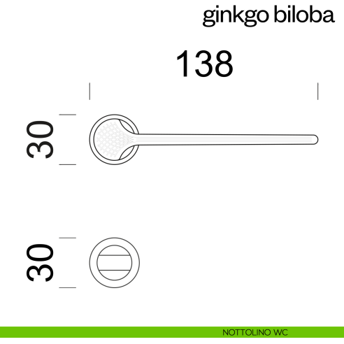 Maniglia per porta Ginkgo Biloba dnd handles con rosetta minimale Unico nottolino wc